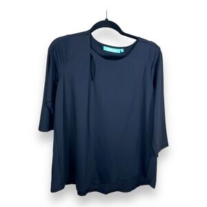 MEDIUM ANTHONYS BLACK STRETCH TOP CUTOUT NECKLINE CLASSIC ELEGANT